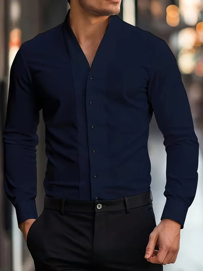 Men’s Classic Open Collar Long Sleeve Shirt