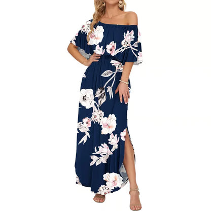 Women's Ruffle Off Shoulder Maxi Dress