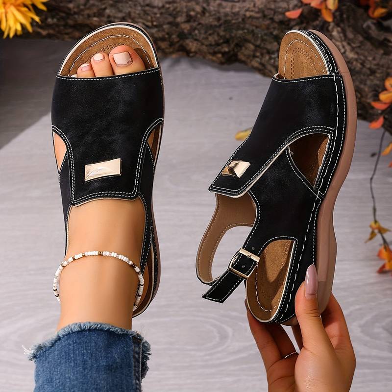Women’s Boho Double-Buckle Slingback Comfort Sandals