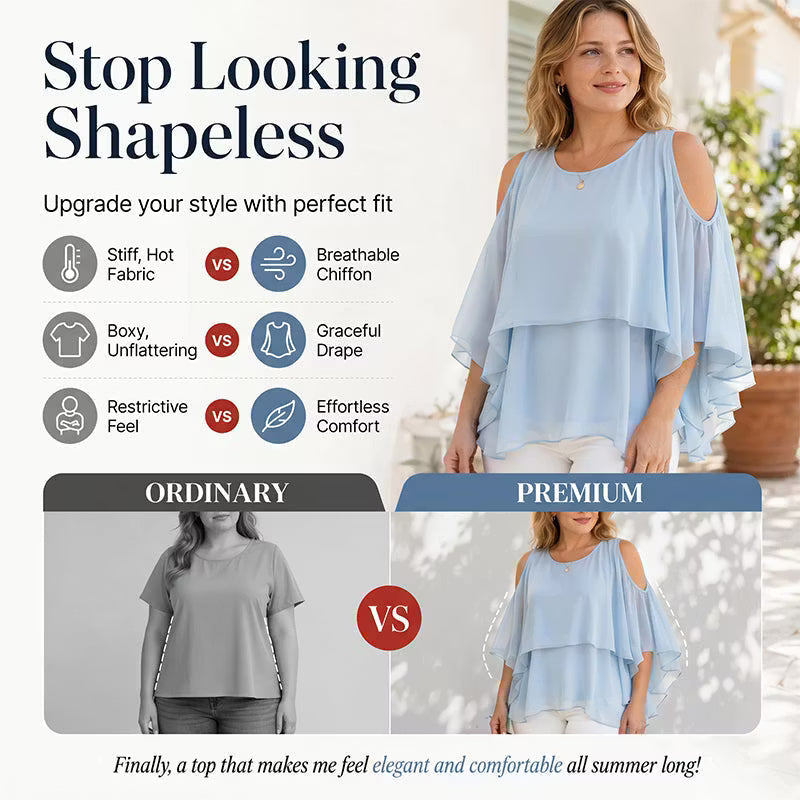 Women’s Cold-Shoulder Layered Ruffle Blouse