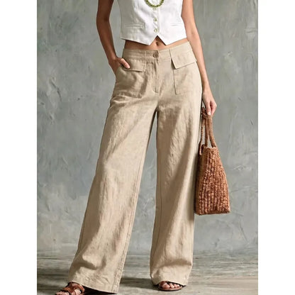 Women’s Cotton and Linen Wide-Leg Trousers