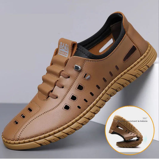 Breathable Leather-Look Business Flat Shoes