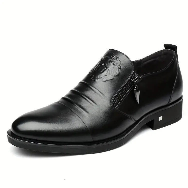 Italian Hand-Embossed Zipper Leather-Look Shoes