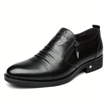 Italian Hand-Embossed Zipper Leather-Look Shoes