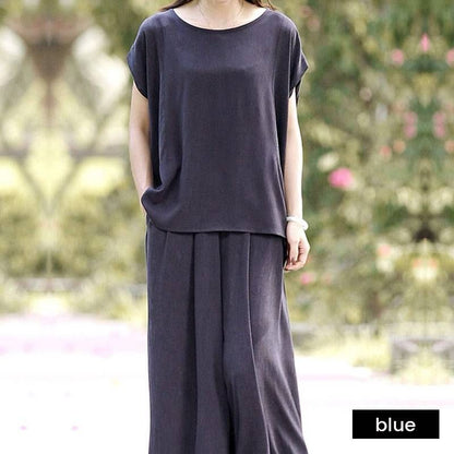 Casual plain wide leg pants