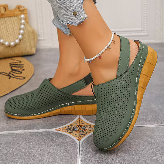 Women's Perforated Slingback Wedge Sandals