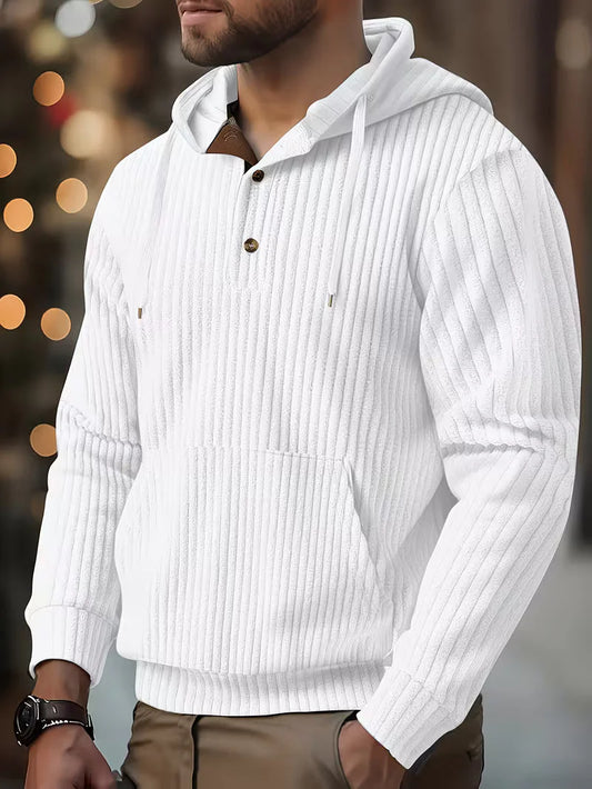 Men’s Textured Hooded Pullover Sweatshirt