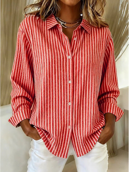 Harlow Striped Long-Sleeve Casual Blouse