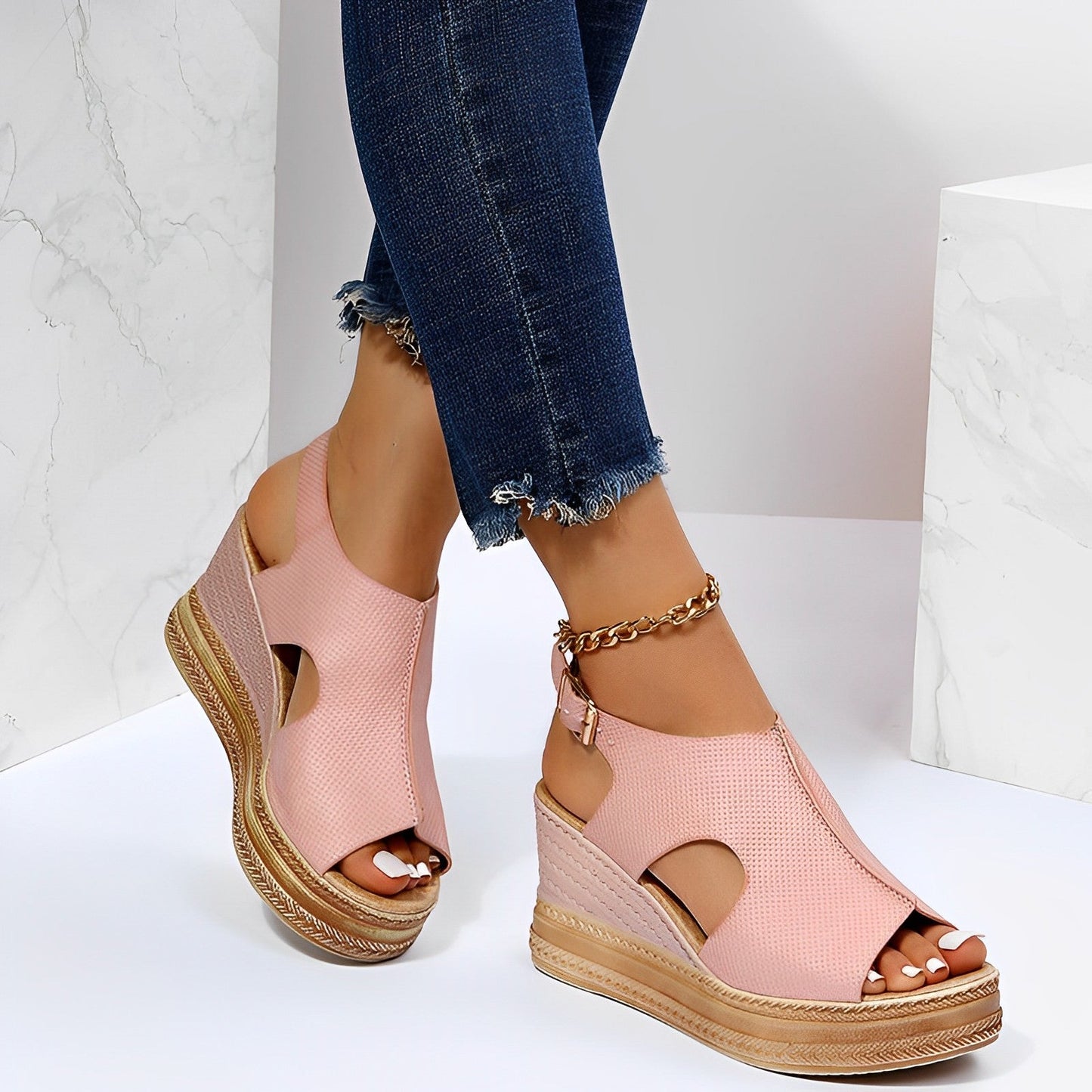 Chic Glitter Wedge Sandals