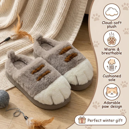 Cat Paw Plush House Slippers