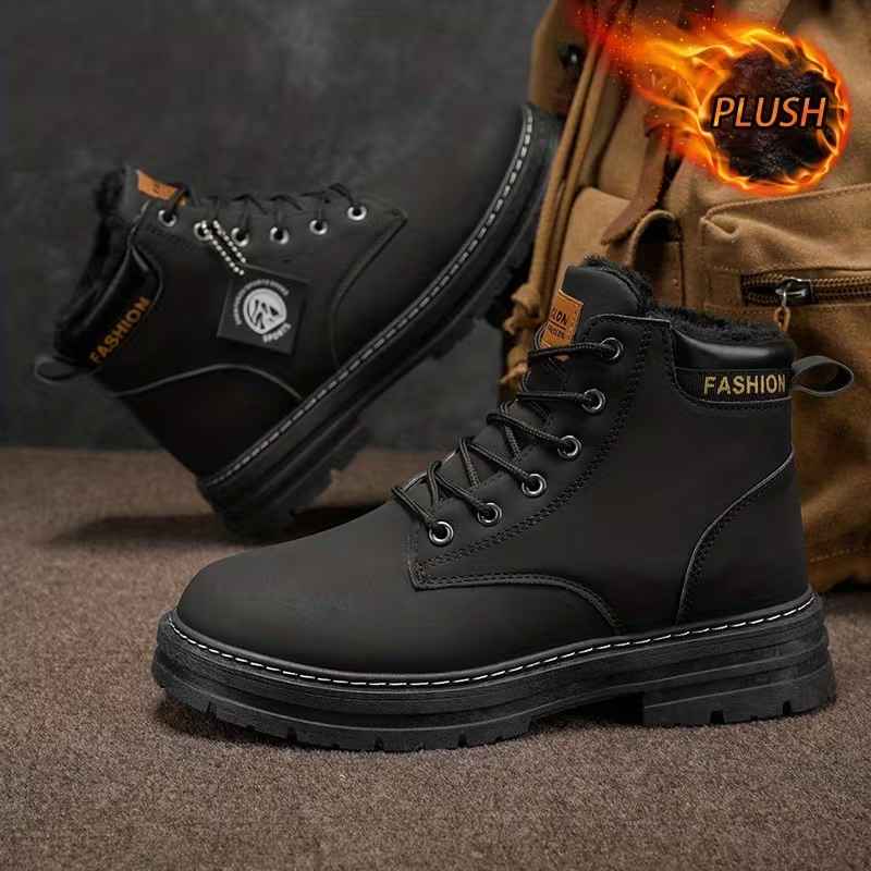 Men’s Fleece-Lined Grip-Sole Mid-Calf Boots