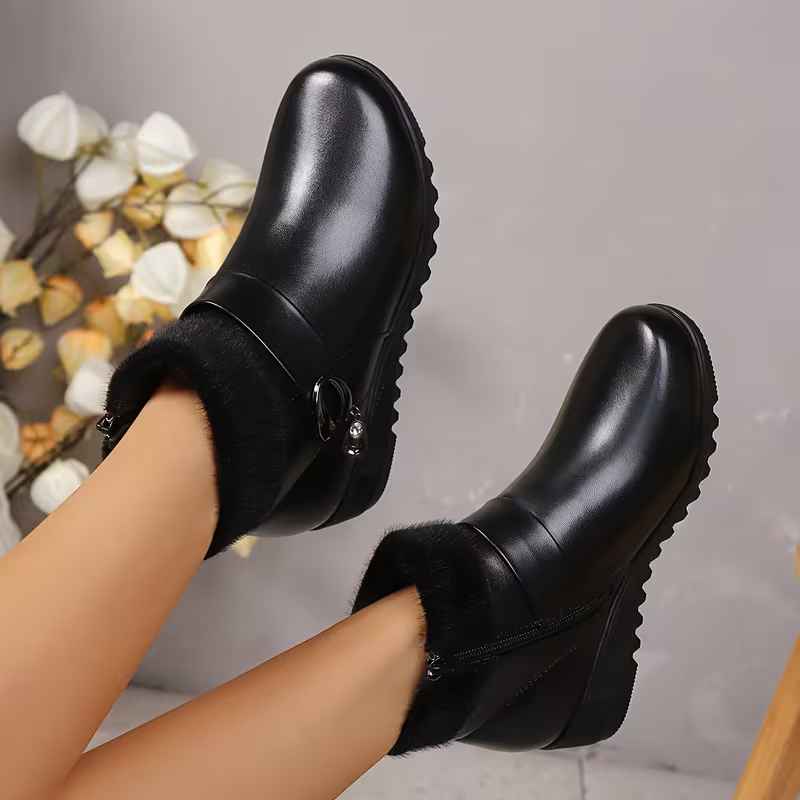 Women’s Wide-Fit Faux-Fur Collar Winter Ankle Boots