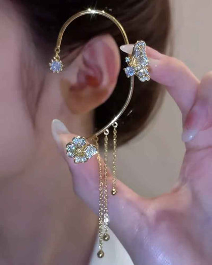 Butterfly Tassel Zircon Drop Earrings