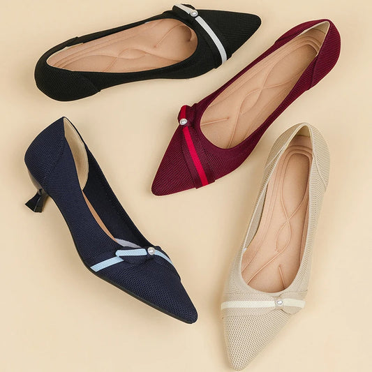 Women's High Heel Knitted Multi-color Shoes