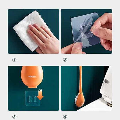 Flexible Silicone Toilet Brush with Wall Mount Holder