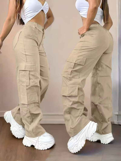Women’s Y2K Street-Style Elastic-Waist Cargo Trousers