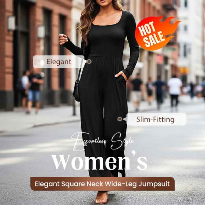Women’s Square-Neck Wide-Leg All-Day Jumpsuit