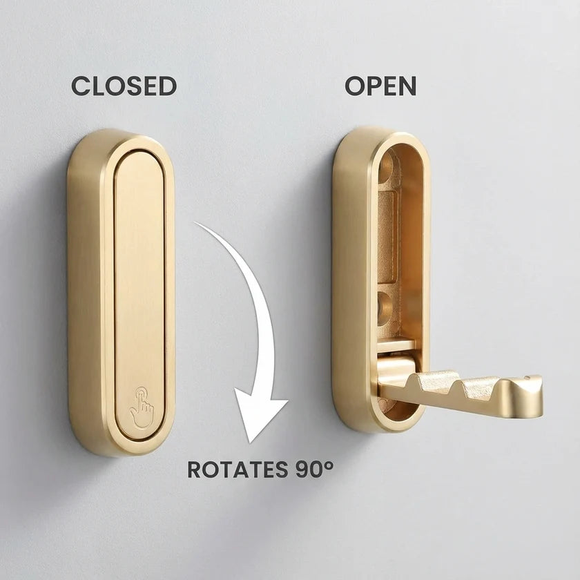 Foldable Wall-Mounted Coat Hook with 90° Drop-Down Design