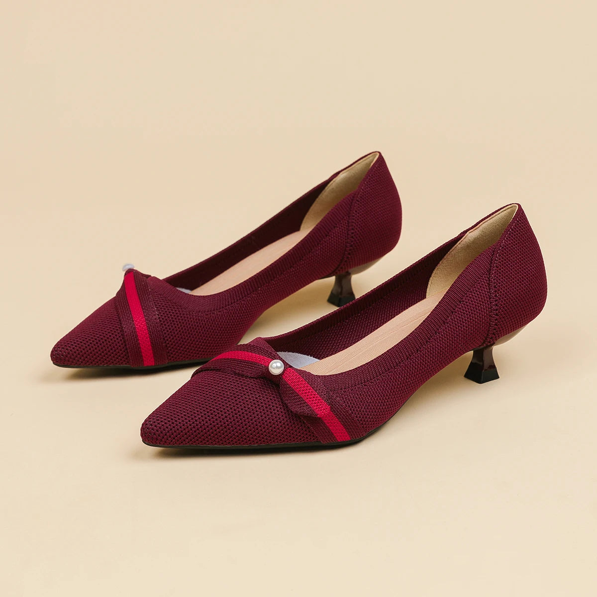 Women's High Heel Knitted Multi-color Shoes