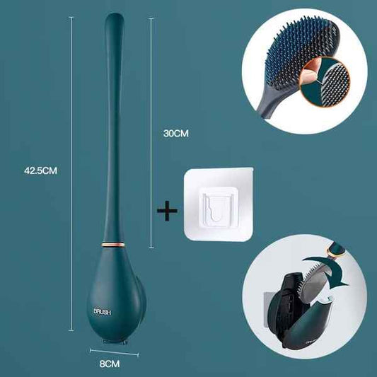Flexible Silicone Toilet Brush with Wall Mount Holder