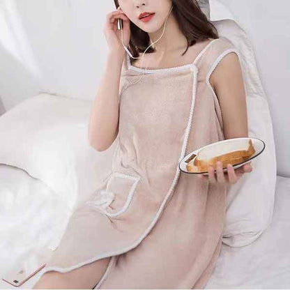 Women’s Wearable Coral Fleece Towel Wrap Skirt