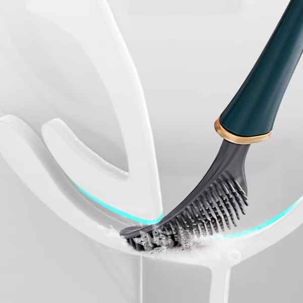 Flexible Silicone Toilet Brush with Wall Mount Holder