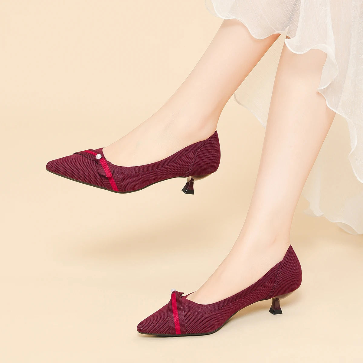Women's High Heel Knitted Multi-color Shoes