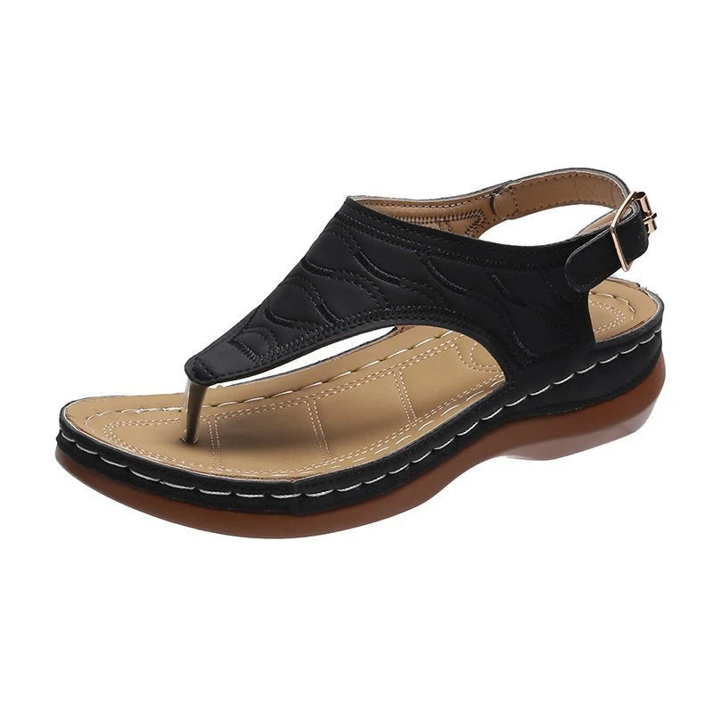 Embroidery Comfy Wedge Sandals
