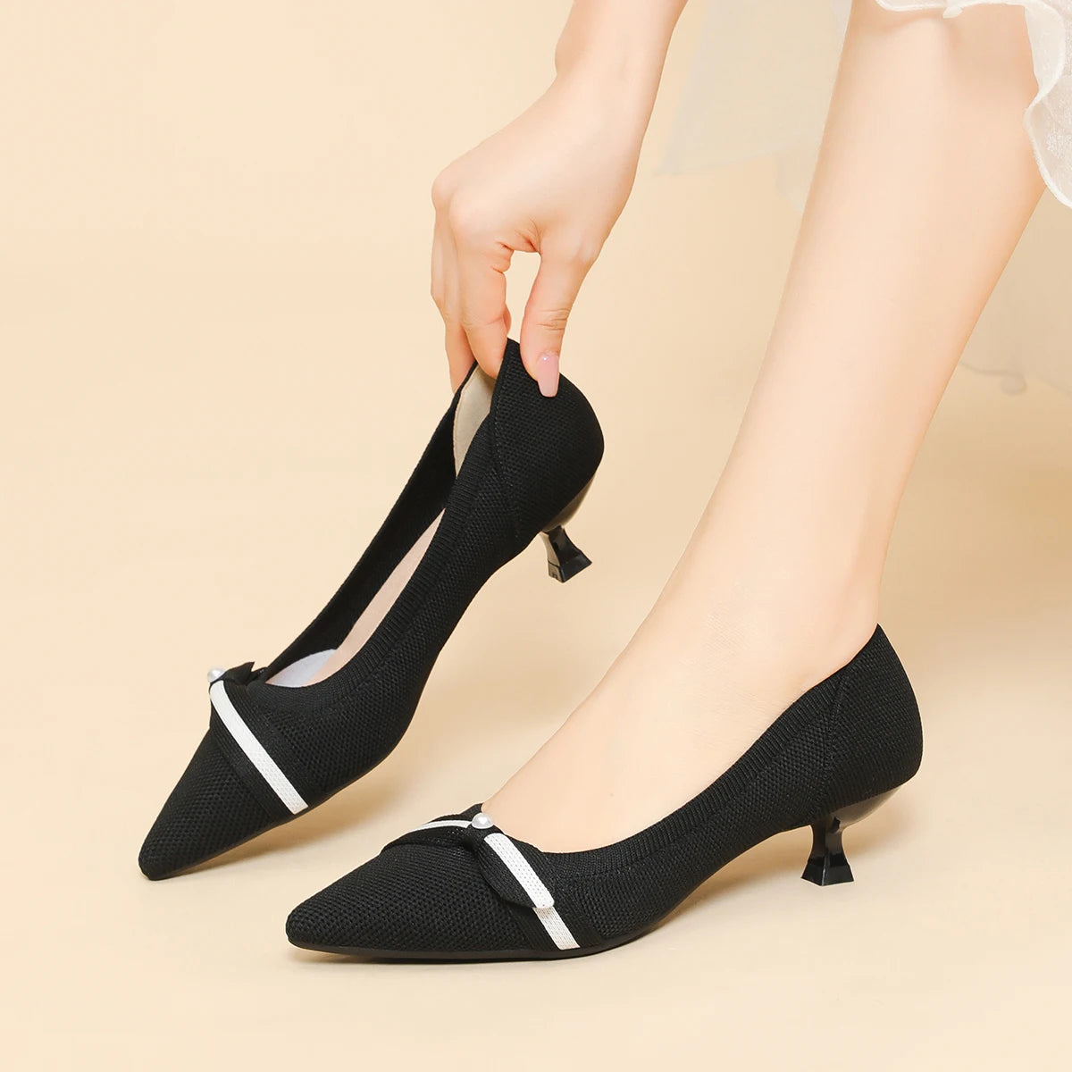 Women's High Heel Knitted Multi-color Shoes