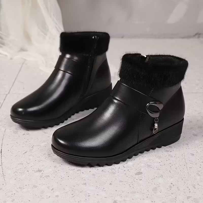 Women’s Wide-Fit Faux-Fur Collar Winter Ankle Boots