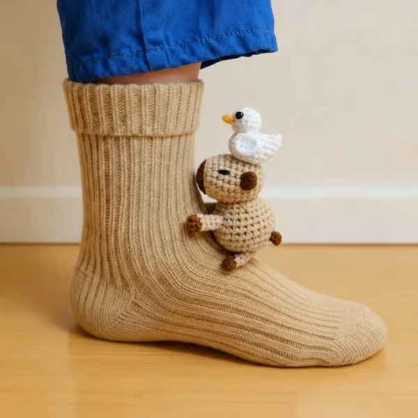 Cosy 3D Knit Animal Novelty Socks