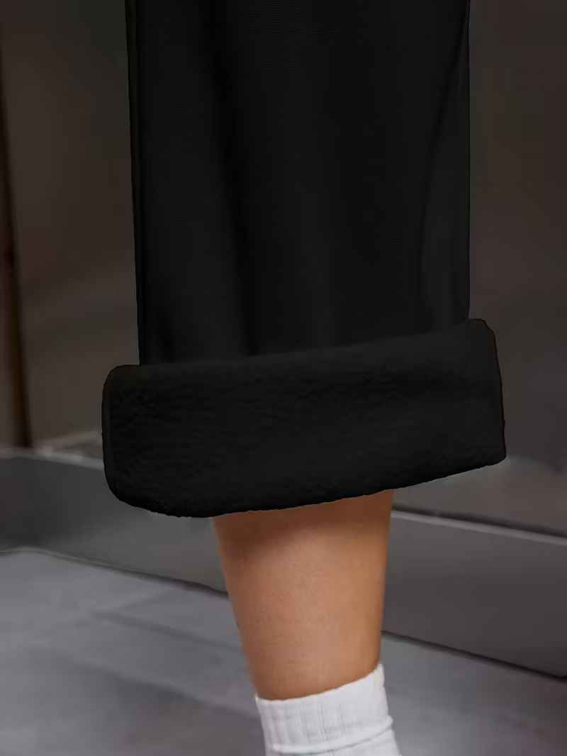 Women’s Fleece-Lined Straight-Leg Drawstring Winter Trousers