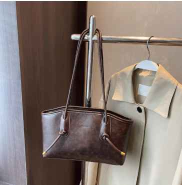 Vintage Classic PU Leather-Look Shoulder Bag