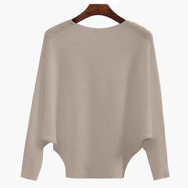 Women’s Boat Neck Batwing Rib-Knit Oversized Tunic Sweater