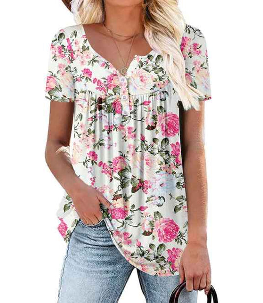 Women's Floral Button-Front Top