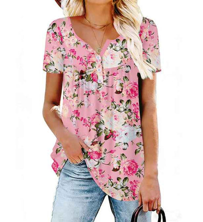 Women's Floral Button-Front Top