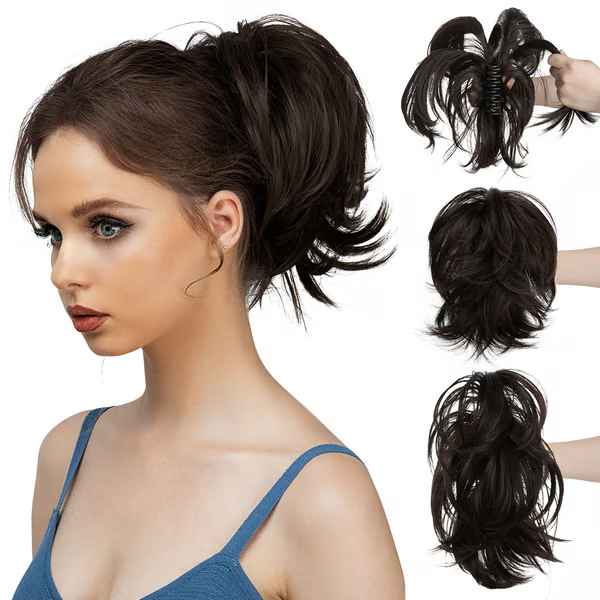 Synthetic Claw Clip Top Knot Ponytail Hairpiece