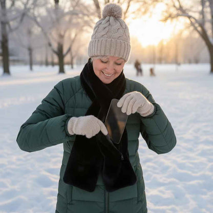 Women’s Hidden-Pocket Faux-Fur Pull-Through Scarf