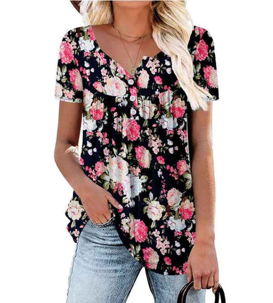 Women's Floral Button-Front Top