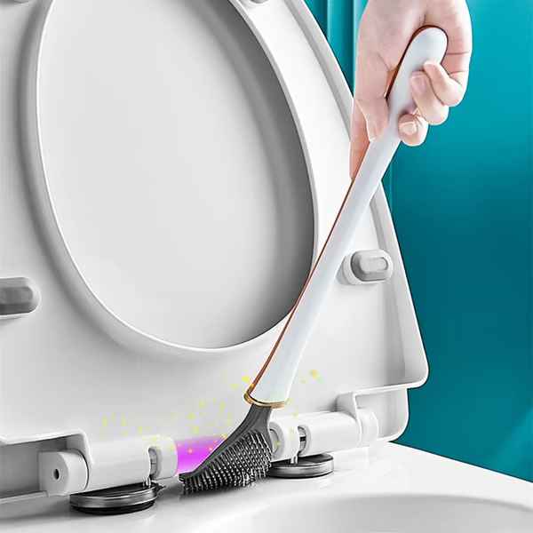 Flexible Silicone Toilet Brush with Wall Mount Holder