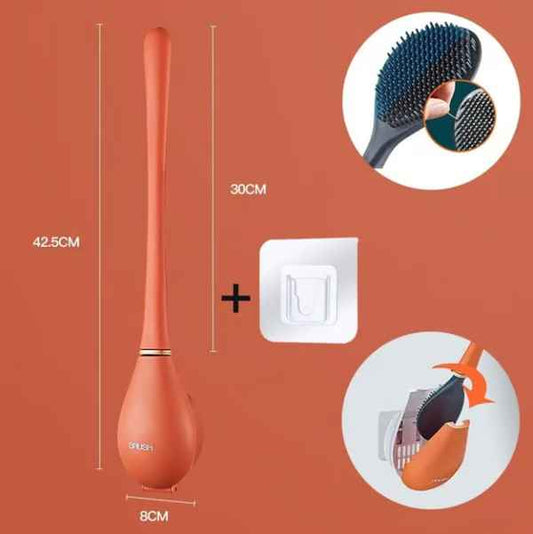 Flexible Silicone Toilet Brush with Wall Mount Holder