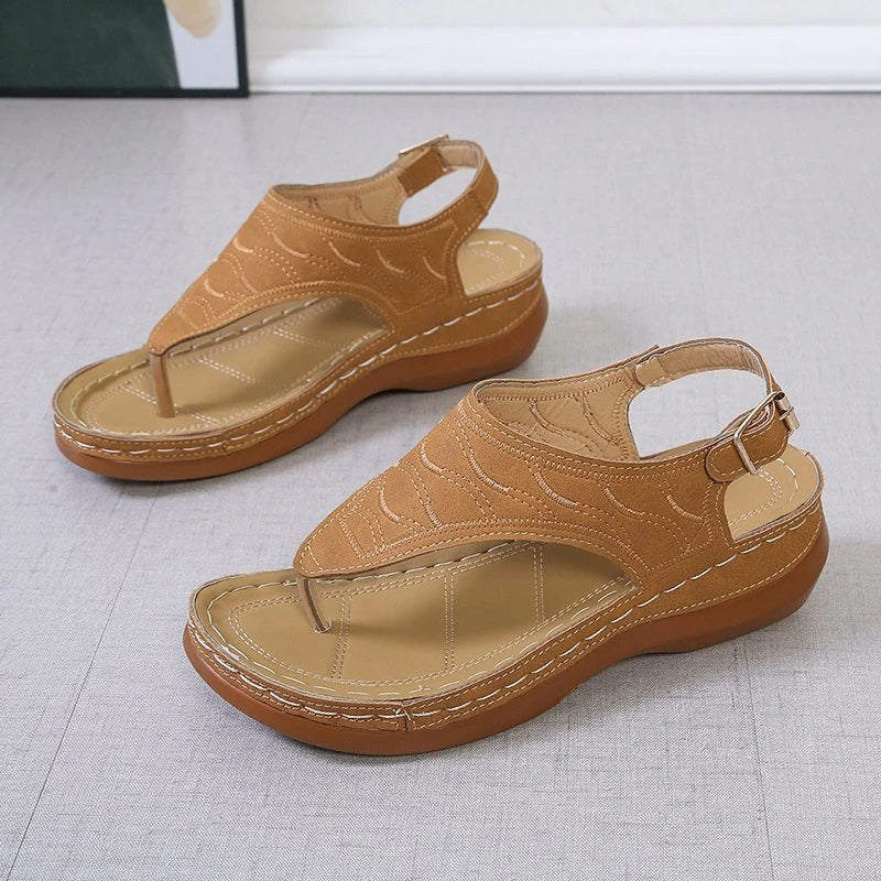 Embroidery Comfy Wedge Sandals