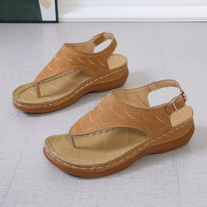Embroidery Comfy Wedge Sandals