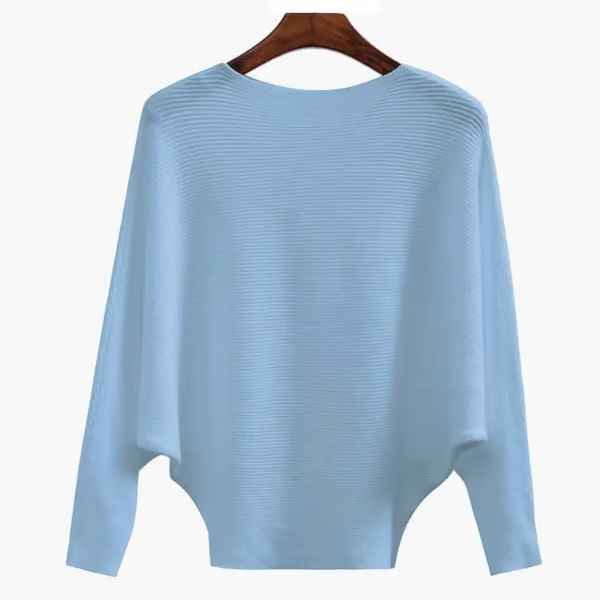 Women’s Boat Neck Batwing Rib-Knit Oversized Tunic Sweater