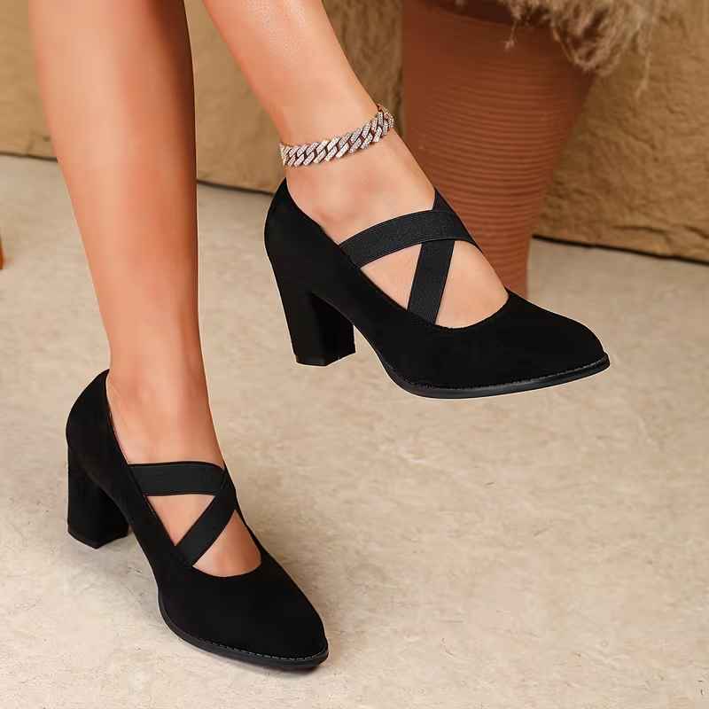 Women’s Classic Strap Round-Toe All-Season High Heel Shoes