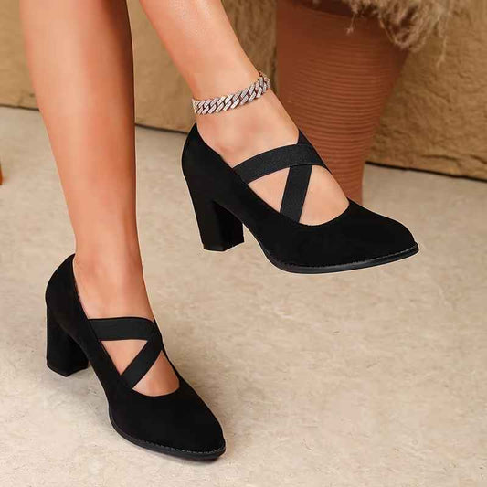 Women’s Classic Strap Round-Toe All-Season High Heel Shoes