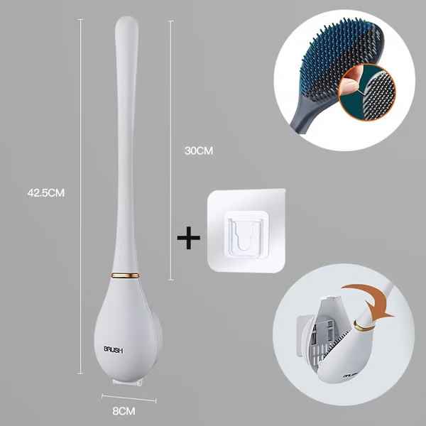 Flexible Silicone Toilet Brush with Wall Mount Holder