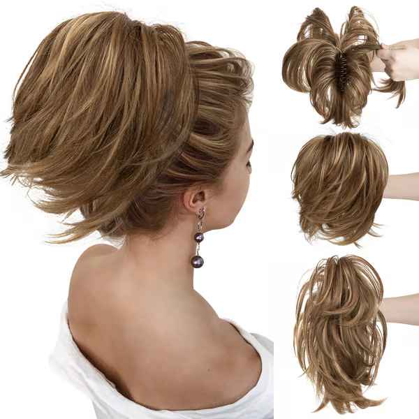 Synthetic Claw Clip Top Knot Ponytail Hairpiece
