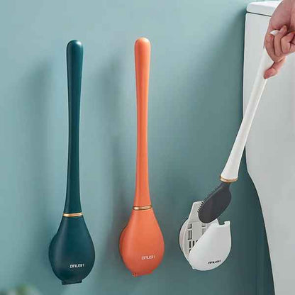Flexible Silicone Toilet Brush with Wall Mount Holder