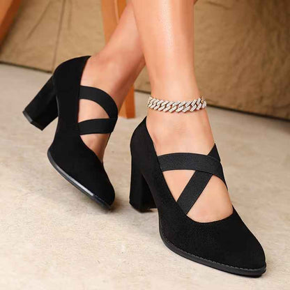 Women’s Classic Strap Round-Toe All-Season High Heel Shoes